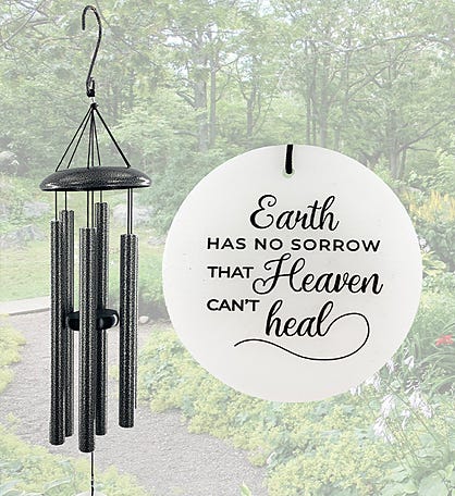 Memorial Silver Wind Chime "Earth Has No Sorrow That Heaven Can't Heal"